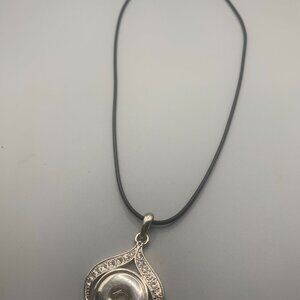 Rhinestone Silver Tone Pendant 14" Necklace